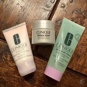 Clinique 3pc Bundle ~ Facial Soap, Cleansing Mousse & Smart Moisturizer ~ NWT